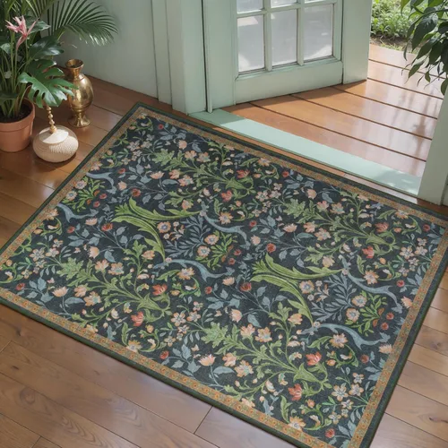 Miniatura 195 de Tangsoo Alfombra lavable para pasillo, antideslizante, 2 x 6 pies, estilo bohemio, floral, vintage, para entrada, suelo suave, para cocina, baño