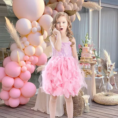 Miniatura 8 de Vestido tutú para niñas, vestido de tul con lentejuelas, vestido de princesa para niñas pequeñas, disfraz de fiesta de cumpleaños brillante