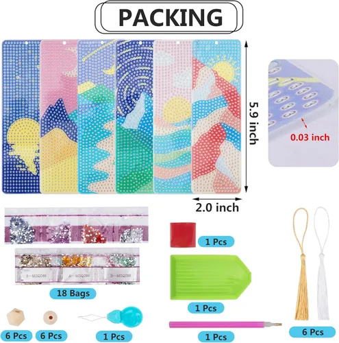 Miniatura 2 de SWATOM 6 Piezas 5D Marcadores de Pintura de Diamantes Sol y Luna Arte de Diamante Acrílico Marcador con Kits de Pintura DIY Borlas y Cuentas de Sun