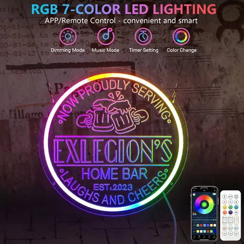 Miniatura 2 de Letrero de neón personalizado para bar en casa para decoración de pared de cueva de hombre, luz de neón LED con nombre personalizado con control