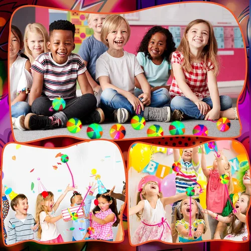 Miniatura 4 de Wettarn Paquete de 24 bolas de punta iluminadas para niños de 2.6 pulgadas con luces LED, bolas hinchables a granel, bolas sensoriales intermitentes