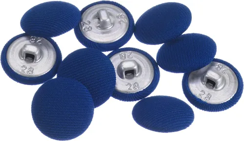 Miniatura 38 de HARFINGTON 10 botones de tela de 24L cubiertos de tela de 0.59 pulgadas, vástago de metal, botones de costura redondos para trajes, blusas de Azul