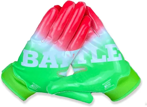 Miniatura 11 de Battle Sports - Guantes de fútbol americano para receptor abierto con dorso de mano, ultraadherentes y con agarre, antideslizantes, para adultos