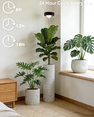 Miniatura 7 de Yadoker - Luz de cultivo LED de espectro completo para plantas de interior, lupa negra, altura ajustable, temporizador automático, bajo voltaje