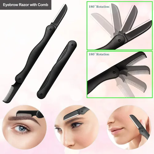 Miniatura 4 de Maquinilla de afeitar para cejas, kit 7 en 1, juego de recortador de cejas que incluye maquinillas de afeitar, cepillo, tijeras, pinzas, con caja