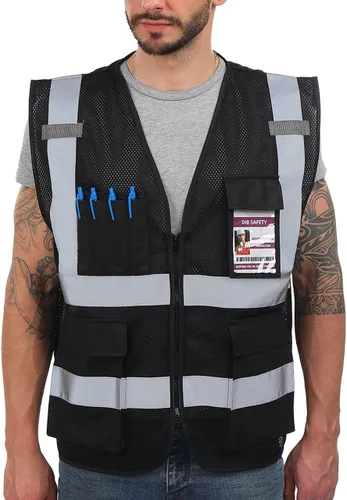 Miniatura 8 de Dib Safety - Chaleco reflectante ANSI clase 2, chaleco de alta visibilidad con bolsillos y cremallera, ideal para trabajo en construcción, alta