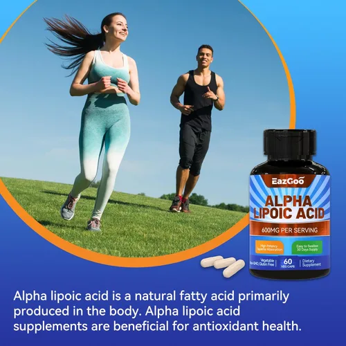 Miniatura 6 de Paquete de 2 suplementos de ácido alfa lipoico, ácido alfa lipoico 600 mg por porción, vegano, sin gluten, suplemento de ALA sin OMG, 120 cápsulas