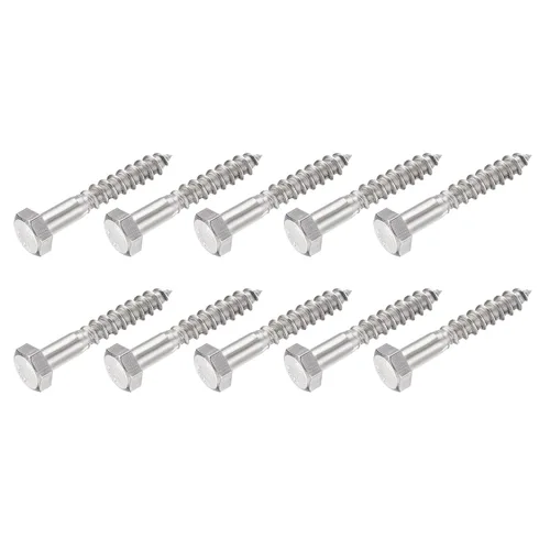 Miniatura 11 de METALLIXITY Tornillos hexagonales (M6 x 1.575 in), 10 unidades, pernos de madera autorroscantes de acero inoxidable 304, para aplicaciones domésticas