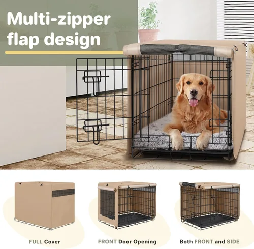 Miniatura 6 de Seiyierr Funda para jaula de perro – Funda para perrera para jaula de perro de 24 pulgadas, cubierta de poliéster de doble puerta para jaula