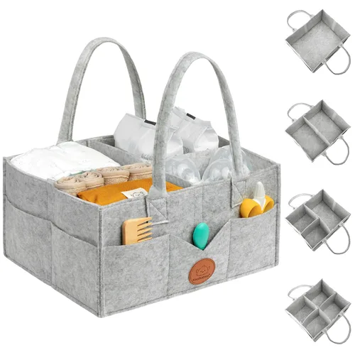 KeaBabies Organizador de pañales para bebé con asa, organizador portátil de auto para bebé y almacenamiento para guardería, cambiador, cesta de Gris