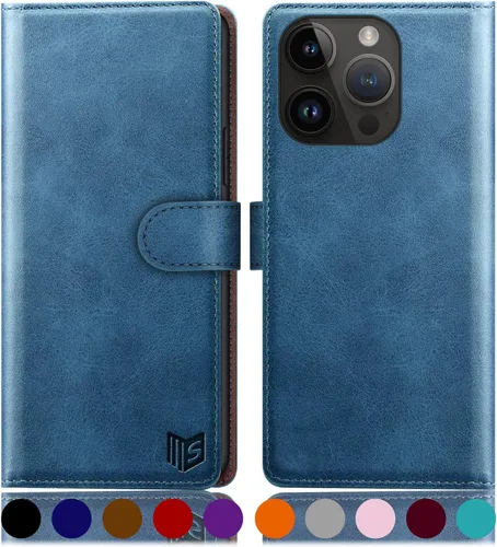 Miniatura 21 de SUANPOT Diseño para iPhone 15 Pro Max 6.7 pulgadas Funda tipo cartera con tarjetero de crédito RFID, funda de piel sintética para mujeres y hombres