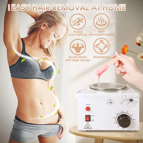 Miniatura 2 de Calentador de cera de 20.3 fl oz para depilación, olla profesional con temperatura ajustable para mujeres y hombres, con 20 varillas de cera