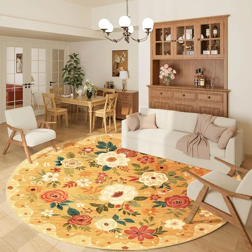 Miniatura 77 de DUKINO Alfombra de área de 6 x 9 pies, alfombra floral para sala de estar, ligera, antideslizante, lavable, alfombra de interior de pelo bajo