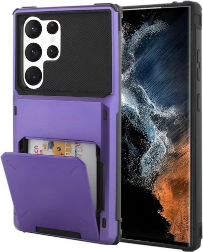 Miniatura 50 de Funda tipo cartera para Samsung Galaxy S22 Ultra con 4 ranuras para tarjetas de crédito a prueba de golpes, funda híbrida de protección reforzada