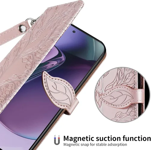 Miniatura 3 de Funda tipo cartera con tapa para Motorola Moto G Stylus 5G 2023, piel sintética, oro rosa, tarjetero y cierre magnético, función atril