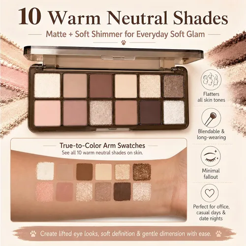 Miniatura 3 de Kit básico de maquillaje de ojos para mujeres, sombra de ojos neutra de los años 90, polvo de cejas, plantillas de cejas, guías de delineador