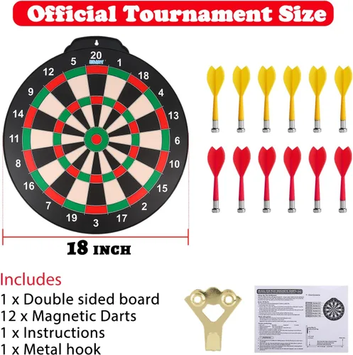 Miniatura 2 de Juego de dardos magnético de 18 pulgadas para niños, juego de dardos para interiores y exteriores, con 12 dardos, juguetes de dardos, regalos