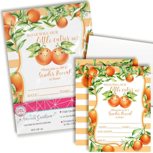 Miniatura 12 de Baby-Q BBQ Gender Reveal Invitaciones – 20 tarjetas temáticas de parrilla y picnic de 5 x 7 pulgadas con sobres, invitaciones de baby shower