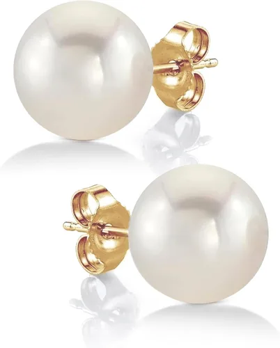 Miniatura 17 de THE PEARL SOURCE Round White Freshwater Real Pearl Earrings for Women - 14k Gold Stud Earrings Hypoallergenic Earrings with Genuine Cultured Pearls