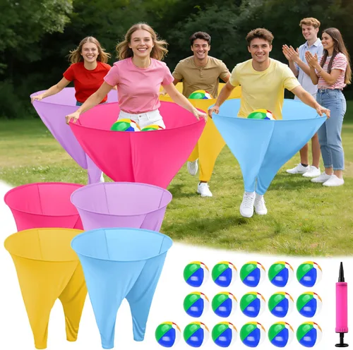 Miniatura 8 de Juego de pantalones de abuelita para patio, pantalones gigantes de abuelita, juego al aire libre, incluye pelotas hinchables y bombas de aire