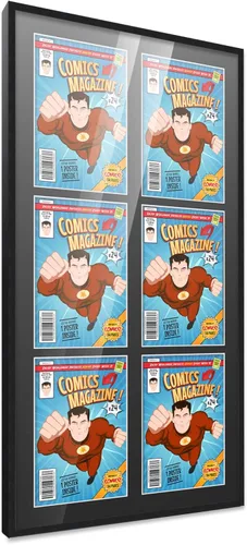 Miniatura 114 de Poster Palooza Marco de cómic con paspartú para 1 cómic de la Edad de Bronce publicado entre 1970 y 1985, marco de cómic negro para cómic de 7.25 x
