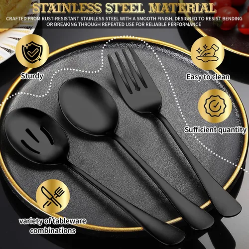 Miniatura 3 de Juego de 20 utensilios para servir, utensilios completos de acero inoxidable para bufé de catering para barbacoas de verano, parrillas, picnic