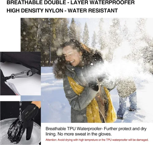Miniatura 4 de Balhvit -10℉ Waterproof Winter Gloves for Men & Women, 5-Layer Ski & Snow Gloves for Cold Weather, Breathable Warm Gloves with Touch Screen Fingers
