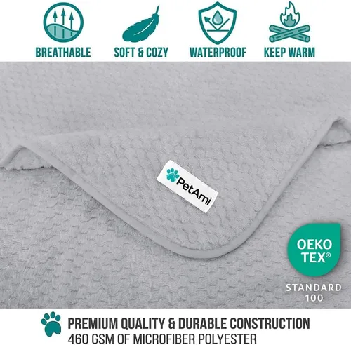 Miniatura 3 de PetAmi Manta impermeable para perro, manta XL a prueba de fugas para perros grandes, protector de sofá y muebles, manta de forro polar para cama