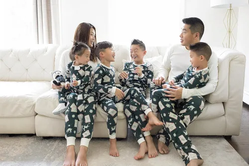 Miniatura 3 de Burt's Bees Baby Pijamas familiares de algodón orgánico a juego para bebés y niñas, Spearmintlove