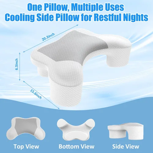 Miniatura 2 de Almohada cervical ergonómica de espuma viscoelástica para aliviar el dolor de cuello y hombros, 2 fundas de almohada ergonómicas para rodilla