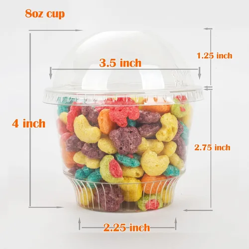 Miniatura 2 de Golden Apple, 8oz-30sets de vasos de plástico transparente para helado, tazas de postre, cuenco de aperitivos con tapas de cúpula sin agujero