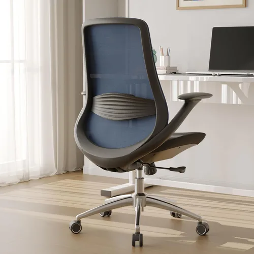 Miniatura 7 de Silla de oficina ergonómica de malla, silla de escritorio ejecutiva de 330 libras con soporte lumbar, reposabrazos 2D, cómodas sillas giratorias Azul
