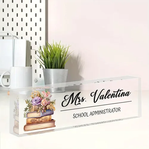 Miniatura 46 de Placa de nombre personalizada, placa de nombre personalizada para oficina, accesorio de escritorio de acrílico, regalos para compañeros de trabajo