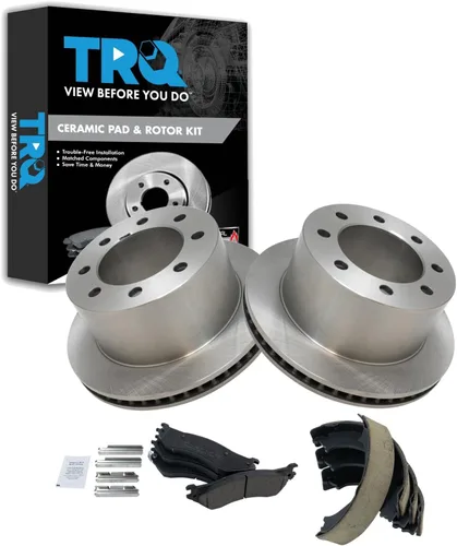 Miniatura 14 de TRQ Kit de pastillas de freno y rotor Posi trasero premium con zapatas de estacionamiento para camión GM SUV