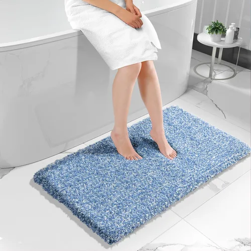 Miniatura 36 de Yimobra Alfombra de baño de felpa esponjosa, súper lanuda suave, cómoda, antideslizante, absorbente de agua, alfombra de baño de microfibra que se
