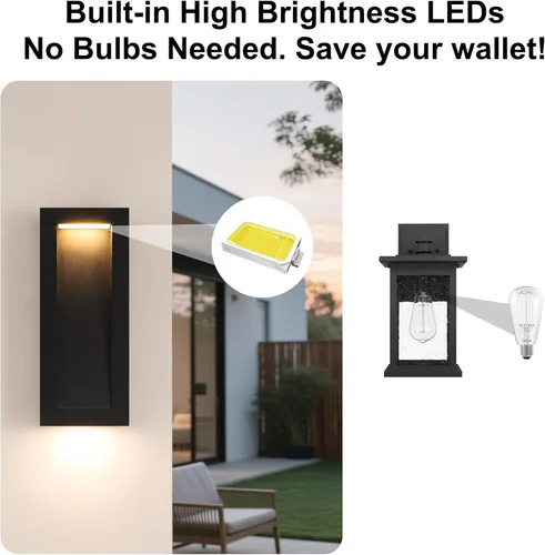 Miniatura 5 de Yisuro Moderna lámpara de pared para exteriores con LED, accesorios de iluminación exterior integrados de 3000 K, luces de montaje en pared exterior