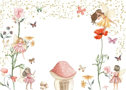 Miniatura 3 de Mocsicka Telón de fondo de cumpleaños de princesa de hadas con diseño de mariposa y giro, fondo floral de primavera, decoración mágica de fiesta
