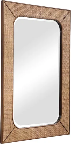 Miniatura 4 de MY SWANKY HOME Casual elegante tejido ratán espejo de pared 42 en cesta de madera armadura tropical costero