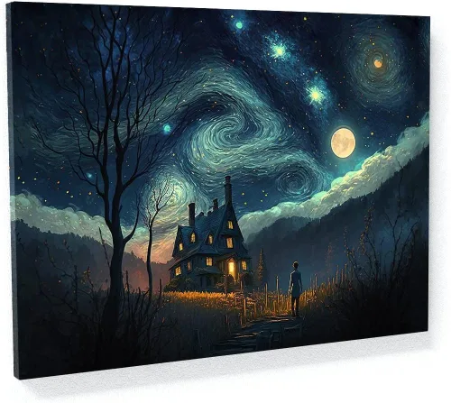 Miniatura 37 de Sense Canvas Pop Art The Starry Night 20 - Lienzo decorativo para decoración del hogar, póster grande de 40 x 30 pulgadas, 0.75 pulgadas