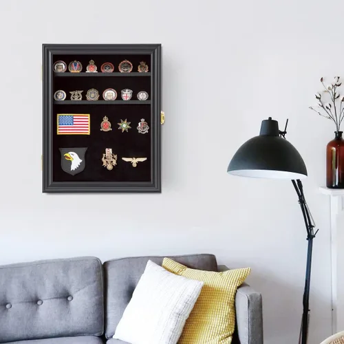 Miniatura 6 de Verani Vitrina para Exhibición de Medallas Paquete de 2 – Caja de Sombra para Exhibición de Monedas de Desafío Militar – Gabinete de Exhibición