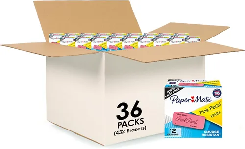 Borradores Paper Mate Pink Pearl, Grandes, Perfectos para Estudiantes y Artistas, Paquete de 36 (432 Unidades en Total)