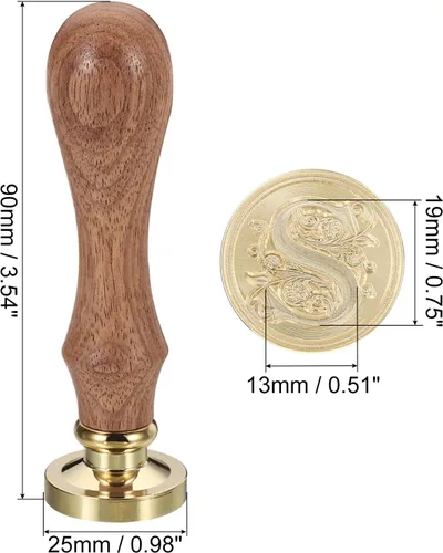 Miniatura 2 de PATIKIL Sello de cera del alfabeto S, sello de cera de sellado de letra inicial, clásico retro, 0.98 pulgadas, cabeza de latón retro extraíble