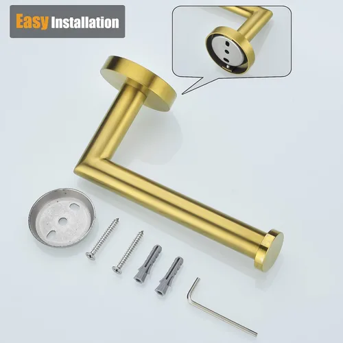 Miniatura 8 de Soporte de papel higiénico para baño, soporte de pared dorado cepillado SUS304, acero inoxidable, 96018-6BG.
