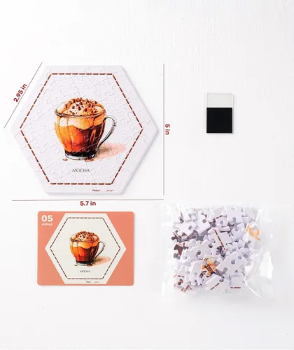 Miniatura 6 de Pintoo Juego de rompecabezas de azulejos de pared, serie Coffee Time, seis de 56 piezas de azulejos de pared crean pantallas 3D con tiras