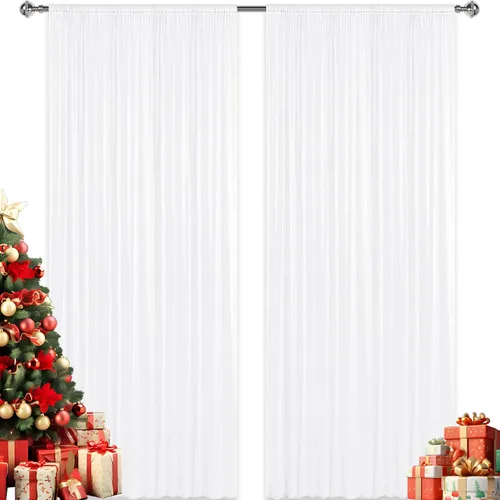 Miniatura 61 de 2 paneles de cortinas de fondo de lentejuelas verdes de 8 pies, cortinas de fondo de fotografía con purpurina para decoración de Navidad, boda