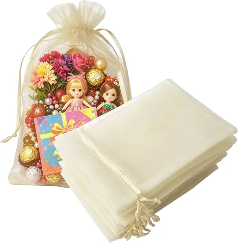 Miniatura 21 de Juego de 50 bolsas de organza de regalo con cordón azul aguamarina de 4 x 6 pulgadas para baby shower, Navidad, boda, recuerdos de fiesta, despedida