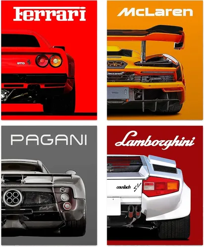 Miniatura 8 de Pósteres modernos de autos, superautos clásicos, impresiones artísticas de pared de Ferrari Lamborghini McLaren Pagani, pósteres de lienzo