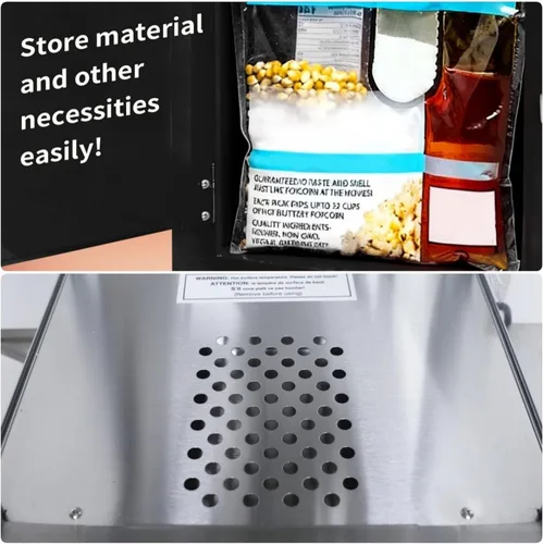 Miniatura 7 de Máquina de palomitas de maíz con carrito, palomitas de maíz con hervidor de 8 onzas que hace hasta 32 tazas, carrito profesional nostalgia