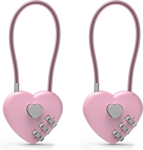 Candado de combinación pequeño para casillero, cerradura de cable con código, combinación de candado rosa, para equipaje, maleta, casillero de