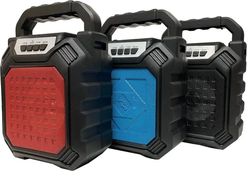 Miniatura 4 de Radio FM TF/USB Reproductor de MP3 Bluetooth Altavoz portátil Recargable-Rojo